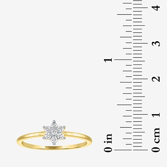 (Gh / Si2 I1) Womens 1/6 CT. T.W. Lab Grown White Diamond 10K Gold Flower Delicate Stackable Ring