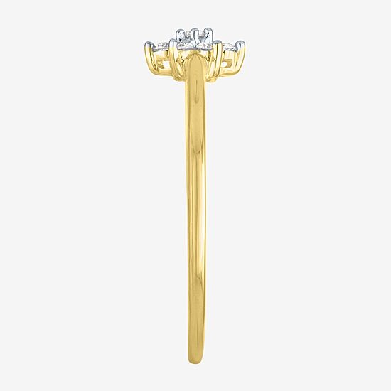 (Gh / Si2 I1) Womens 1/6 CT. T.W. Lab Grown White Diamond 10K Gold Flower Delicate Stackable Ring