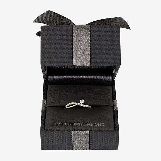 (Gh / Si2 I1) Womens 1/6 CT. T.W. Lab Grown White Diamond 10K Gold Delicate Stackable Ring