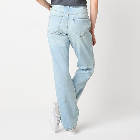 Arizona Womens Juniors High Rise Straight Leg Jean