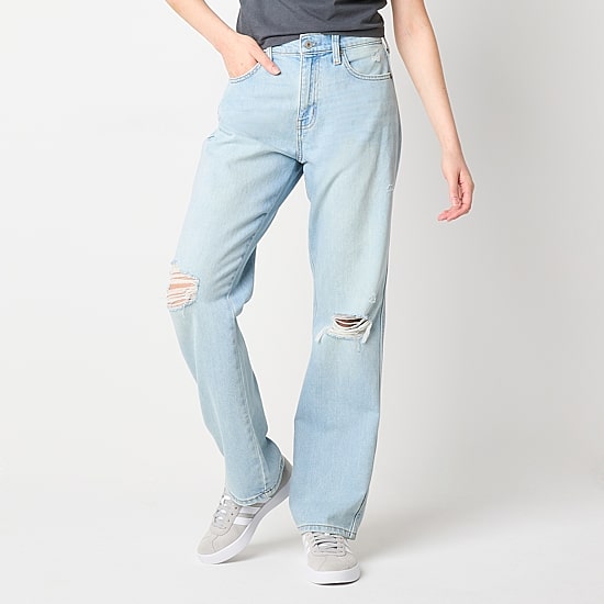 Arizona Womens Juniors High Rise Straight Leg Jean