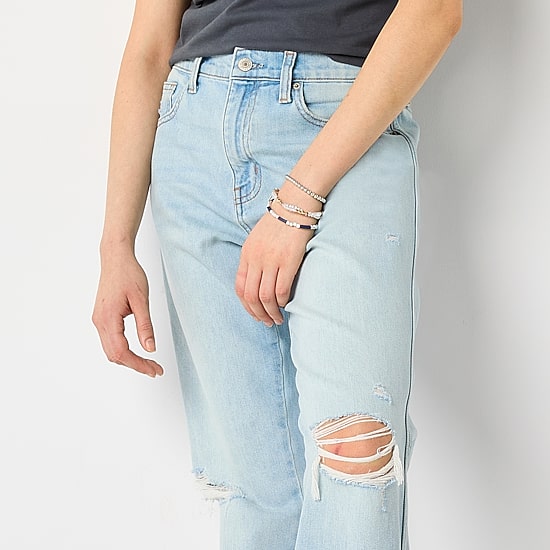 Arizona Womens Juniors High Rise Straight Leg Jean