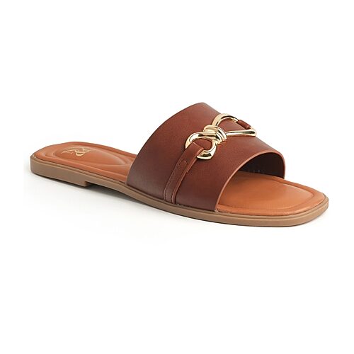 New York & Company Womens Rayla Slide Sandals, 8 Medium, Brown