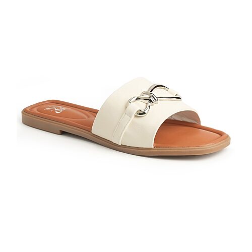 New York & Company Womens Rayla Slide Sandals, 6 Medium, White