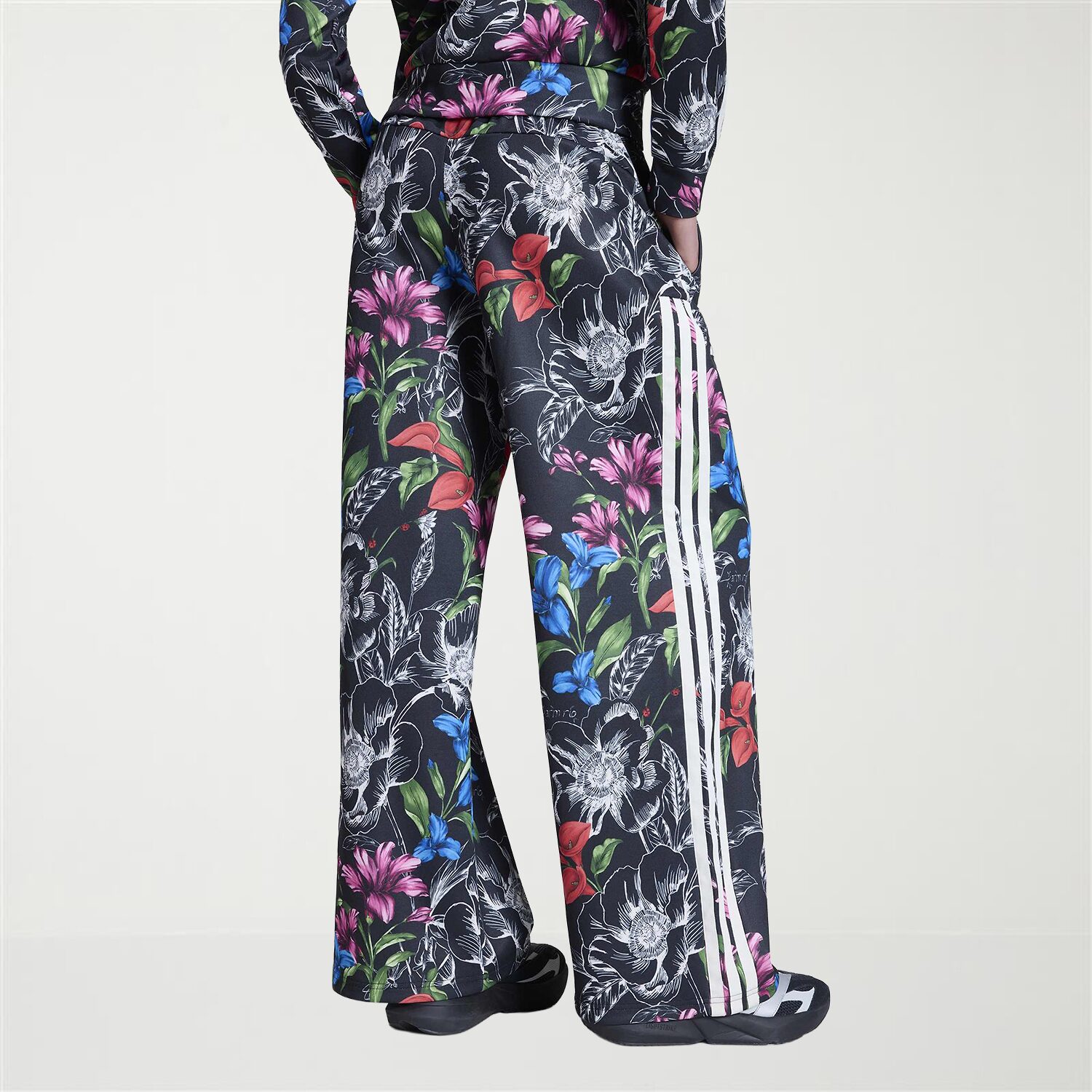 adidas Womens Wide Leg Mid Rise Loose Fit Track Pant