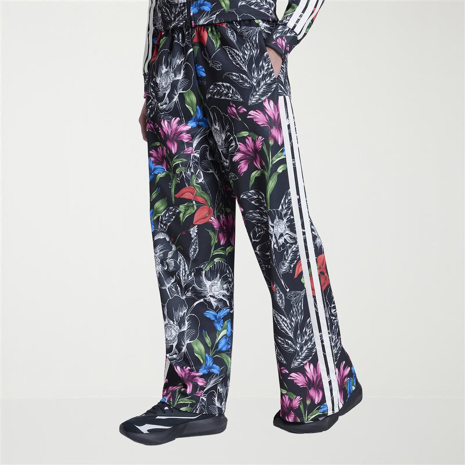 adidas Womens Wide Leg Mid Rise Loose Fit Track Pant
