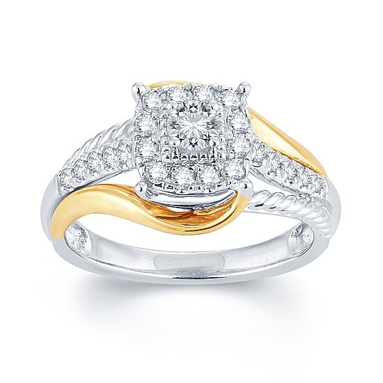 1/2 CT.T.W. Natural Diamond 14K Two-Tone Gold Engagement Ring