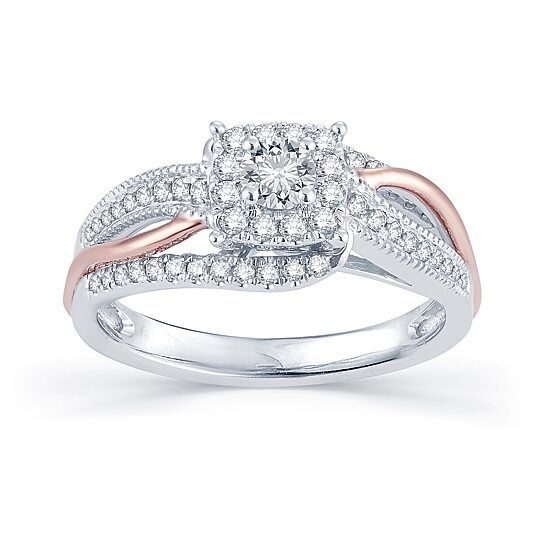 1/2 CT.T.W. Natural Diamond 14K Two-Tone Gold Engagement Ring