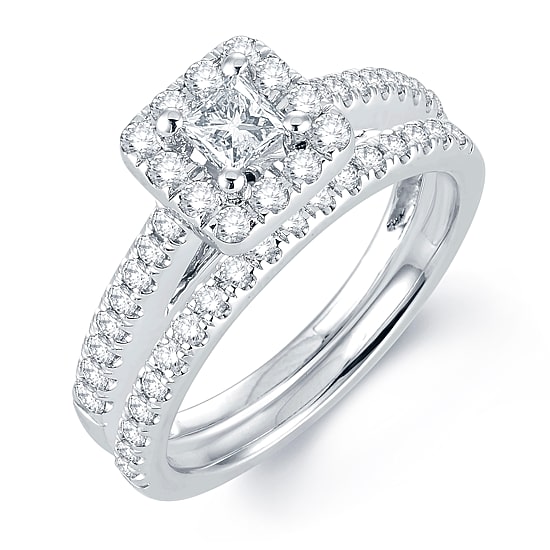 Modern Bride® Signature 1 CT.T.W. Natural Diamond 14K White Gold Engagement Ring