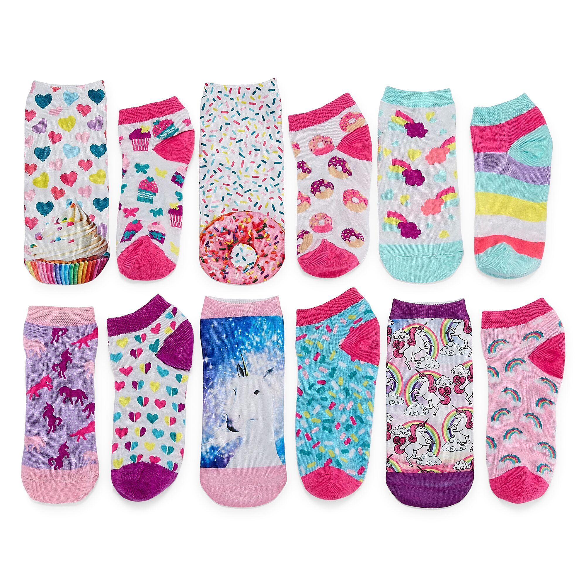 Total Girl Big Kid Girls Multi-Pack 6 Pair No Show Socks