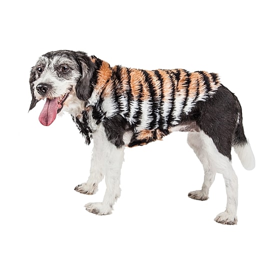 Pet Life ® Luxe 'Tigerbone' Glamourous Patterned Faux Mink Fur Dog Coat