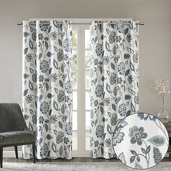Madison Park Laurel Floral Grommet Top Energy Saving Light-Filtering Single Curtain Panel