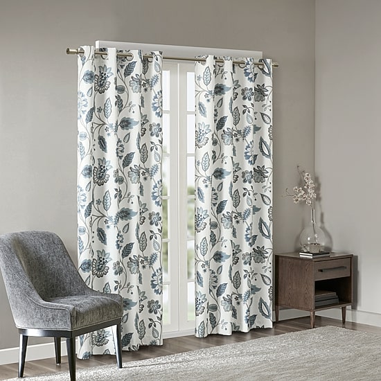 Madison Park Laurel Floral Grommet Top Energy Saving Light-Filtering Single Curtain Panel