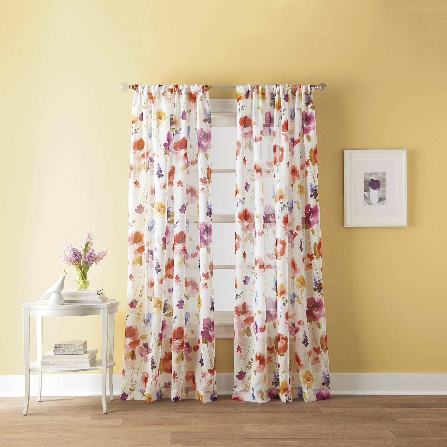 CHF Sabel Watercolor Rod Pocket Light-Filtering Single Curtain Panel