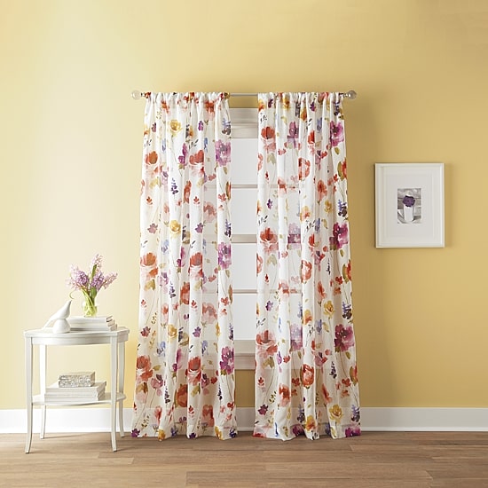 CHF Sabel Watercolor Rod Pocket Light-Filtering Single Curtain Panel
