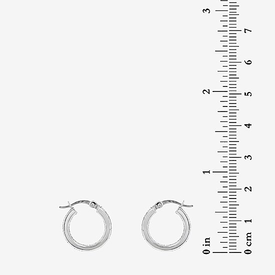 Sterling Silver Rhodium Plated Glitter Hoop Earring Set