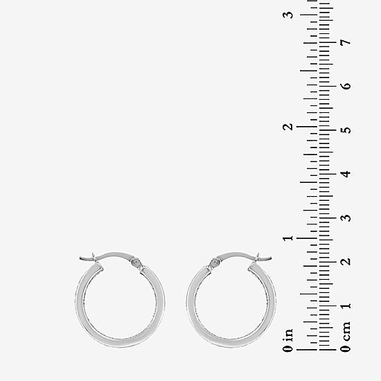 Sterling Silver Rhodium Plated Glitter Hoop Earring Set