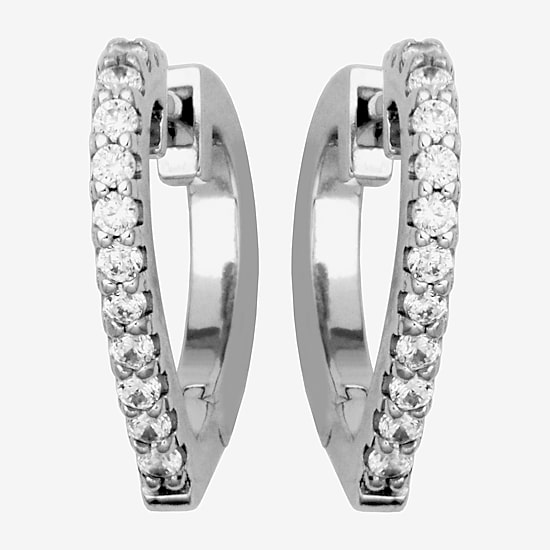 Paris 1901 By Charles Garnier Womens Cubic Zirconia Sterling Silver 16.6mm Heart Hoop Earrings