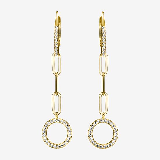 Paris 1901 By Charles Garnier Womens Cubic Zirconia 18K Gold Over Silver Drop Earrings