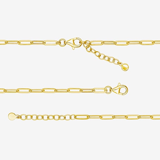 Paris 1901 By Charles Garnier Womens 18K Gold Over Silver Solid Cross 7 Inch Link Bracelet