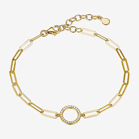 Paris 1901 By Charles Garnier Womens 18K Gold Over Silver Solid 7 Inch Link Bracelet