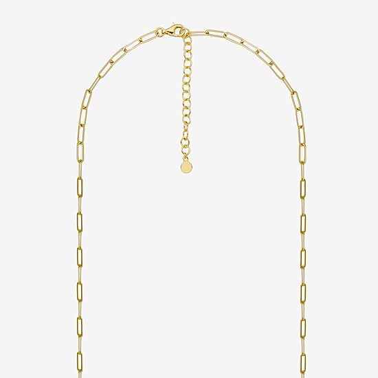 Paris 1901 By Charles Garnier Womens White Cubic Zirconia 18K Gold Over Silver Circle Paperclip 18 Inch Pendant Necklace