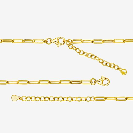 Paris 1901 By Charles Garnier Womens White Cubic Zirconia 18K Gold Over Silver Circle Paperclip 18 Inch Pendant Necklace