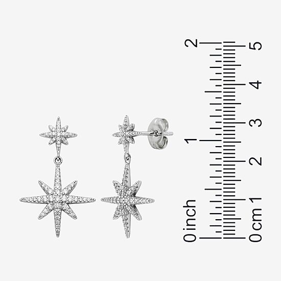 Paris 1901 By Charles Garnier North Star Womens Cubic Zirconia Sterling Silver Star Drop Earrings