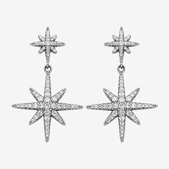 Paris 1901 By Charles Garnier North Star Womens Cubic Zirconia Sterling Silver Star Drop Earrings