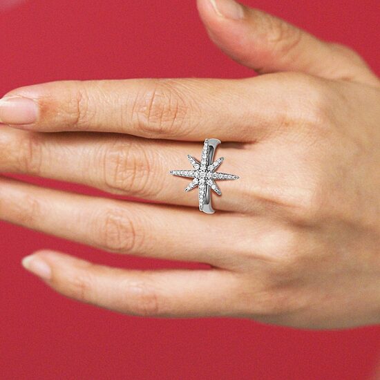 Paris 1901 By Charles Garnier Womens Cubic Zirconia Sterling Silver Star Cocktail Ring