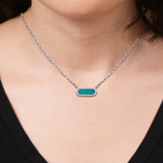 Paris 1901 By Charles Garnier Womens Stabilized Blue Turquoise Sterling Silver Star 17 Inch Pendant Necklace