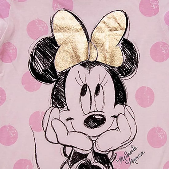 Disney Collection Little & Big Kid Girls Crew Neck Short Sleeve Regular Fit Minnie Mouse Graphic T-Shirt