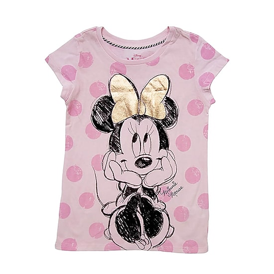 Disney Collection Little & Big Kid Girls Crew Neck Short Sleeve Regular Fit Minnie Mouse Graphic T-Shirt