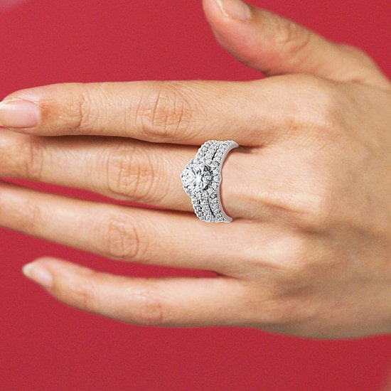 DiamonArt® Cubic Zirconia Sterling Silver Bridal Ring Set