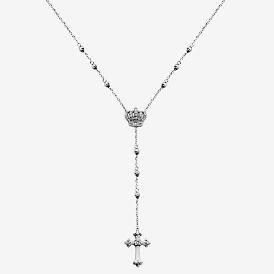 DiamonArt® Womens White Cubic Zirconia Sterling Silver Cross Y Necklace