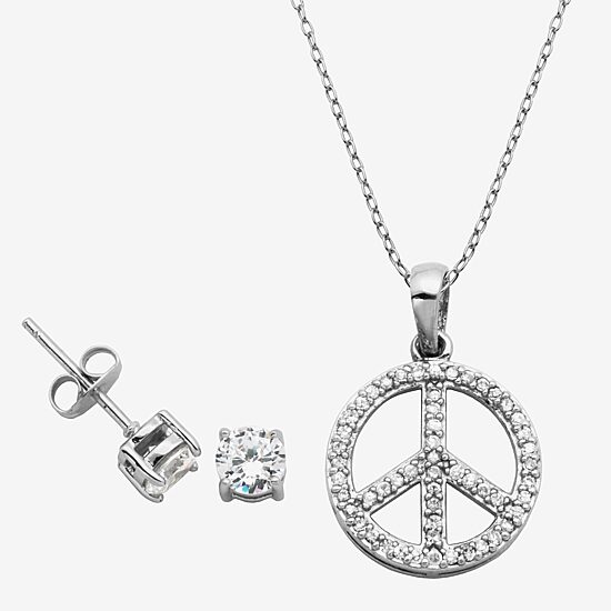 DiamonArt® White Cubic Zirconia Sterling Silver 2-pc. Jewelry Set