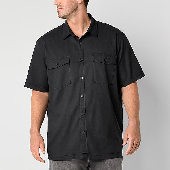 Shaquille O'Neal XLG™ Utility Mens Short Sleeve Regular Fit Big and Tall Button-Down Shirt