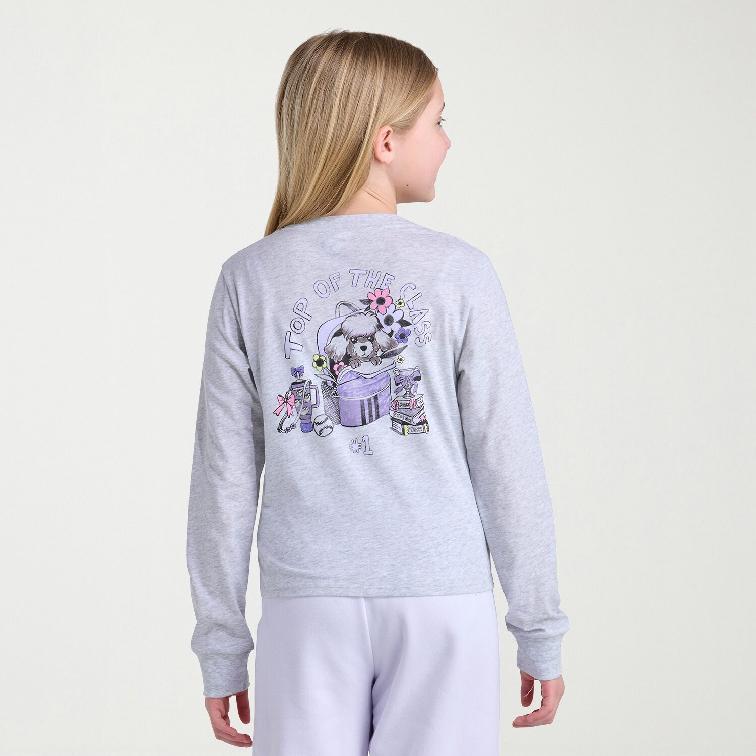 adidas Big Kid Girls Crew Neck Long Sleeve Active T-Shirt