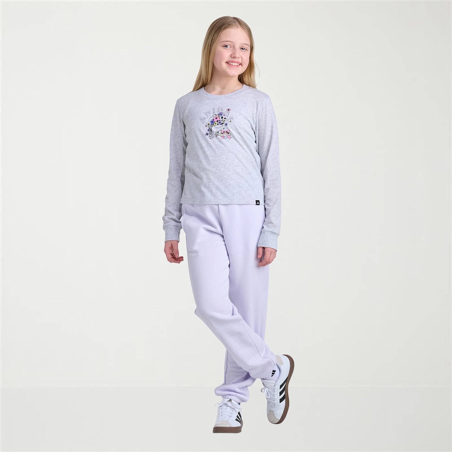 adidas Big Kid Girls Crew Neck Long Sleeve Active T-Shirt