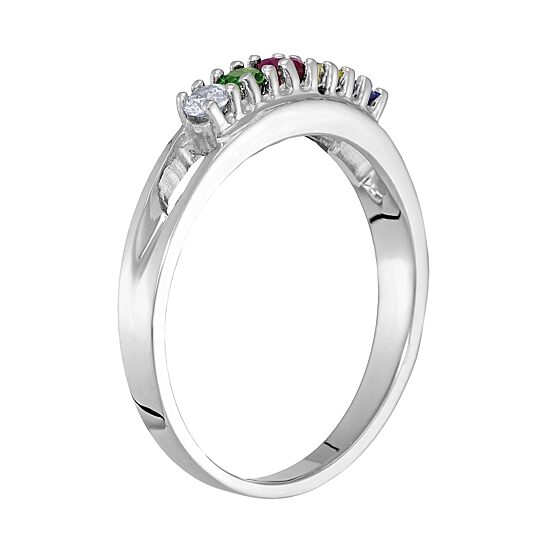 Personalized Sterling Silver Simulated  Birthstone Family Ring