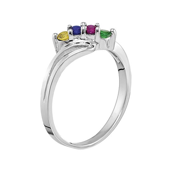 Personalized Sterling Silver Simulated  Birthstone Family Ring