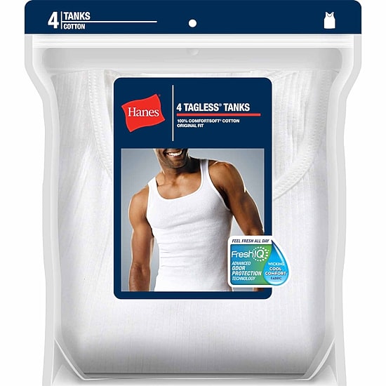 Hanes Comfortsoft Mens Scoop Neck Sleeveless 4 Pack Tank