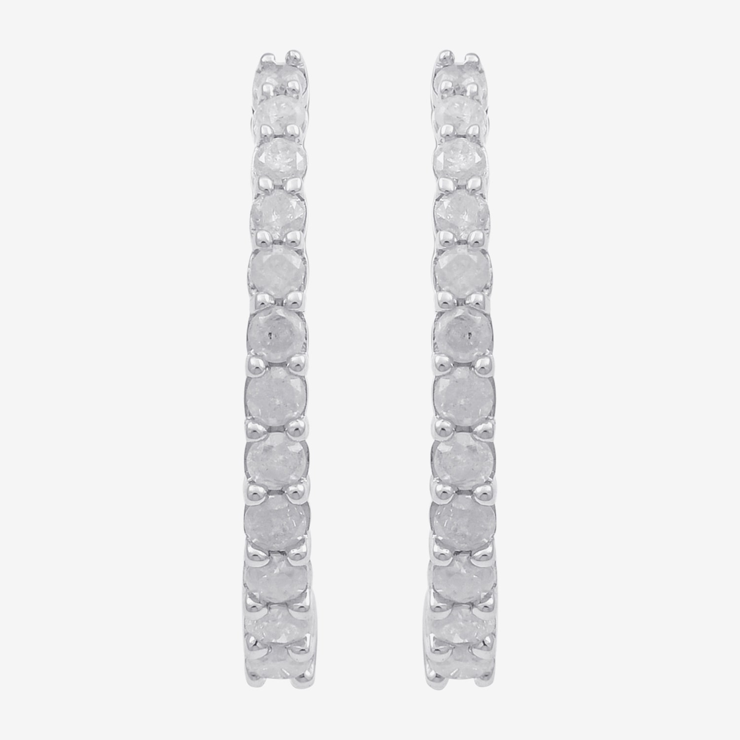 Womens 1/2 CT. T.W. Natural White Diamond 10K Gold 18mm Hoop Earrings