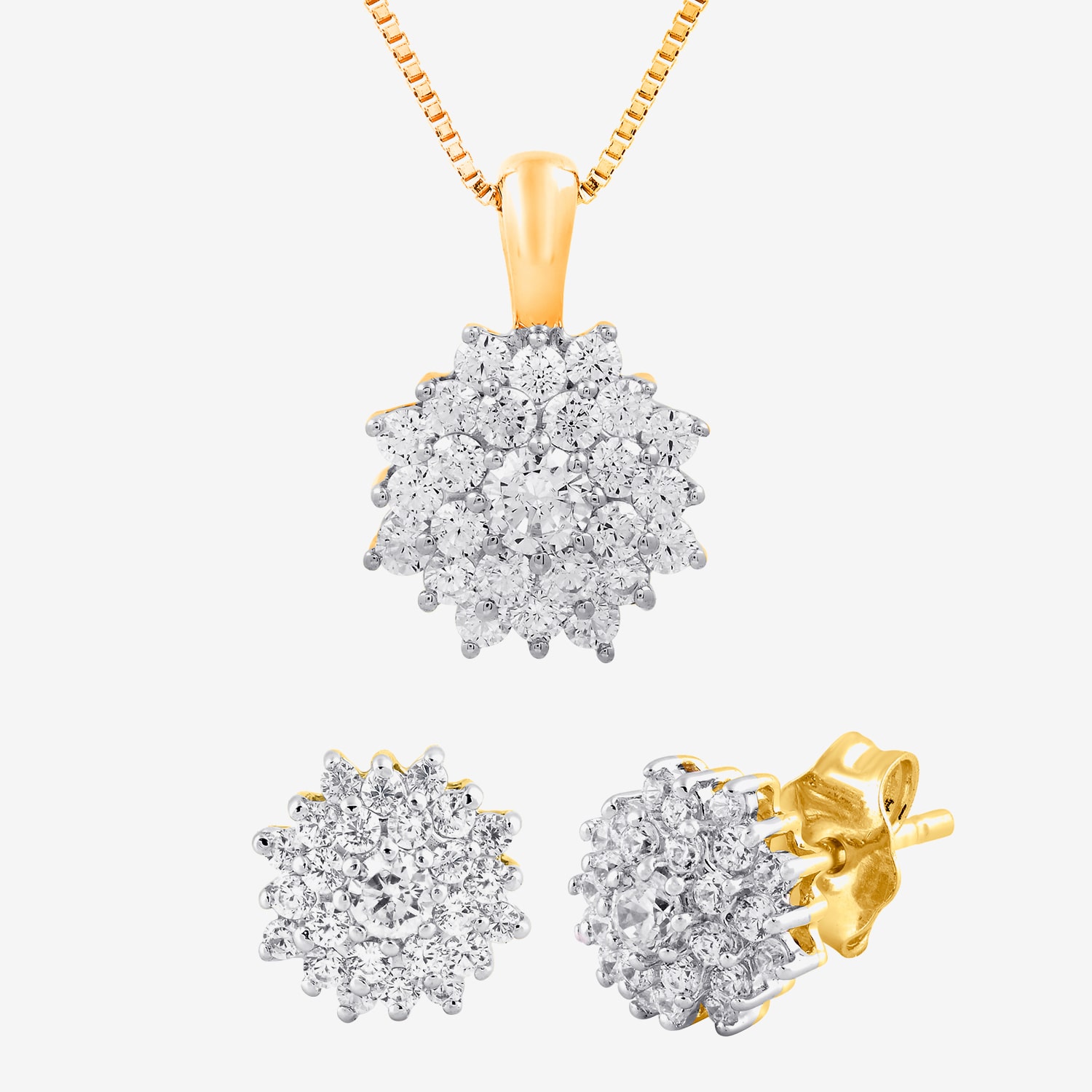 Diamond Blossom 1 CT. T.W. Natural White Diamond 10K or 14K White, Yellow, or Rose Gold 2-pc. Jewelry Set