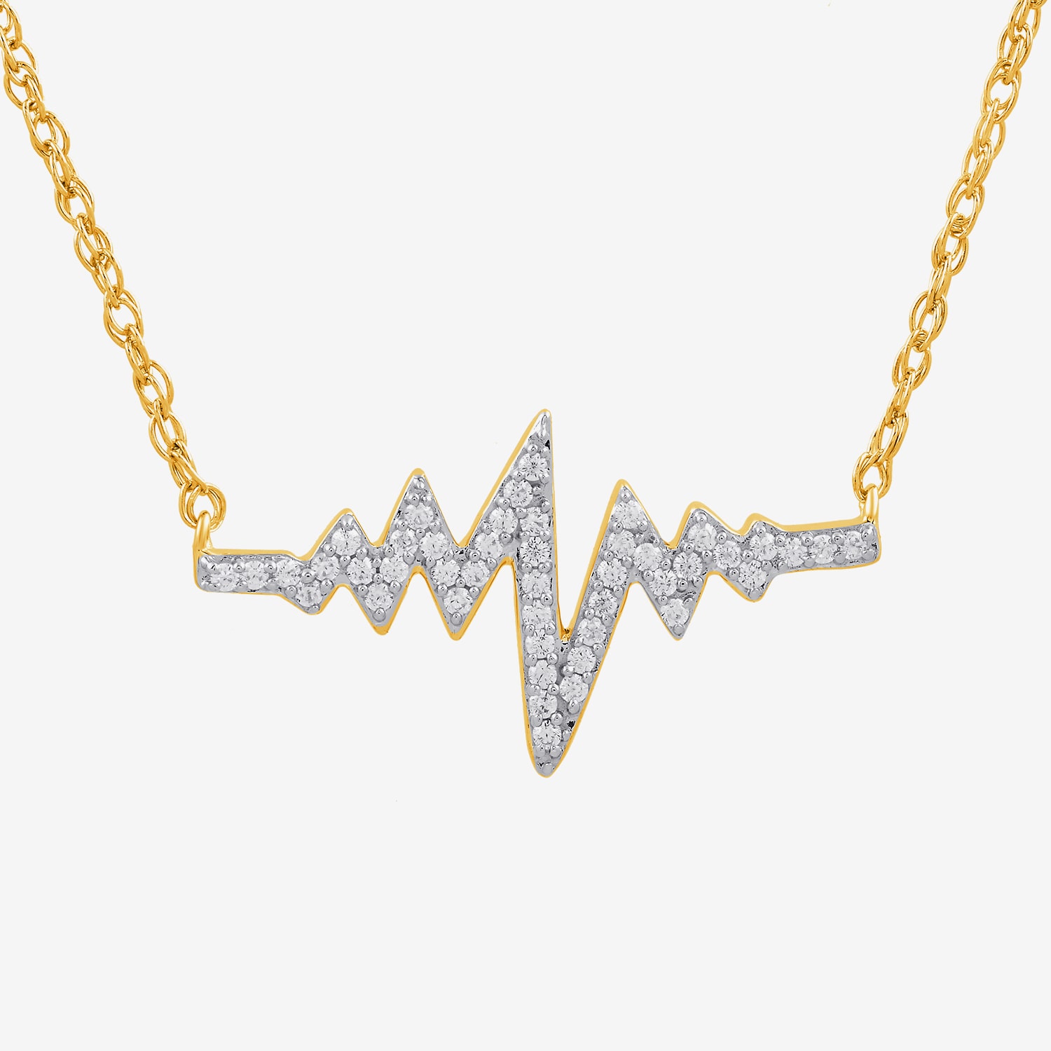 1/7 CT. T.W. Diamond Heartbeat Necklace 14K Gold Over Silver