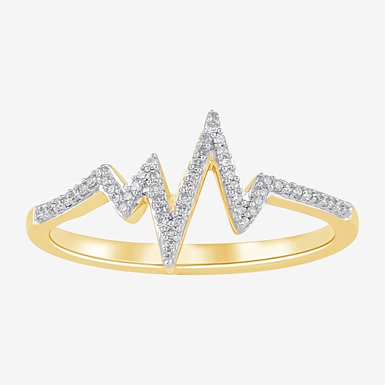 Heartbeat Womens 1/10 CT. T.W. Natural White Diamond Cocktail Ring in 14K Gold Over Silver