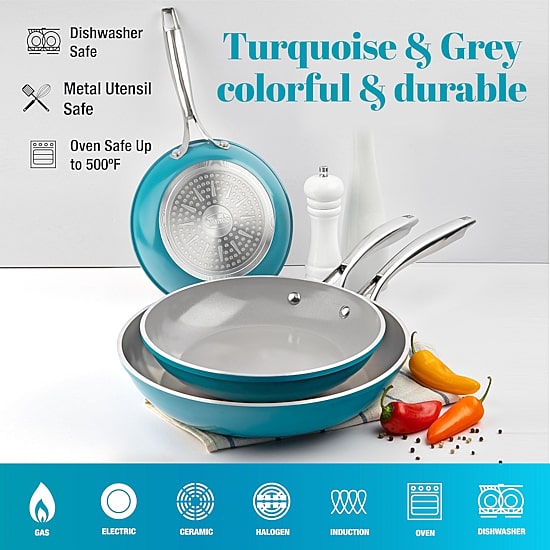 Gotham Steel Nonstick With Stay Cool Handles Non-Stick 3-pc. Frying Pan