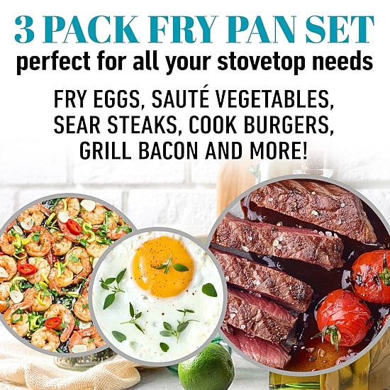 Gotham Steel Nonstick With Stay Cool Handles Non-Stick 3-pc. Frying Pan