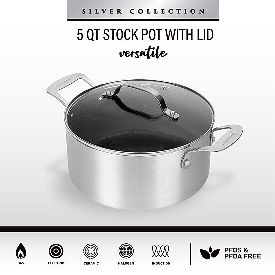 Granitestone Nonstick With Tempered Glass Lid 5 Qt Non-Stick 2-pc. Stockpot