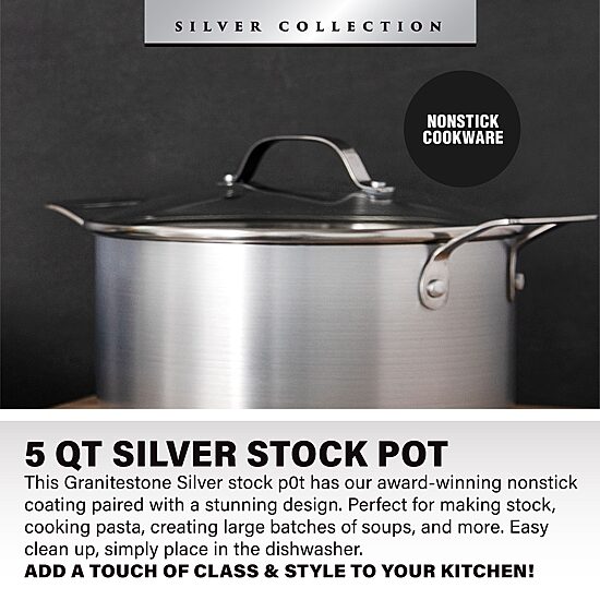 Granitestone Nonstick With Tempered Glass Lid 5 Qt Non-Stick 2-pc. Stockpot